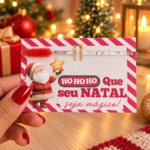 20 Cartões com Escovinha Sobrancelha Vermelha- Natal