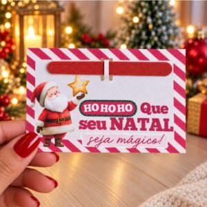 20 Cartões com Mini Lixa Vermelha- Mimo de Natal