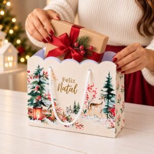 10 Sacolas Presente Bosque de Natal - Monte em casa