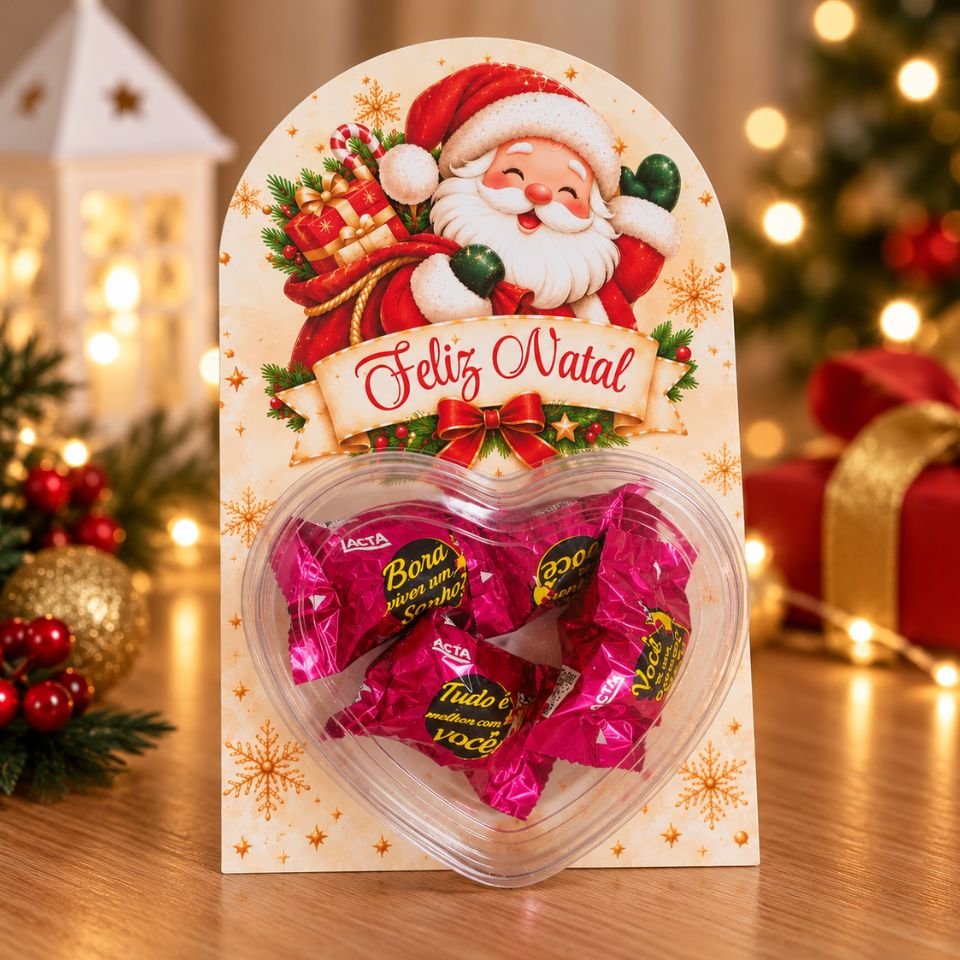 10 Cartões Gigante Sem Coração de Acetato Natal - Pegue e Monte