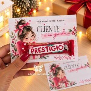 20 Cartões para Chocolate Prestígio - Natal Beauty