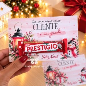 20 Cartões para Chocolate Prestígio - Natal Bosque