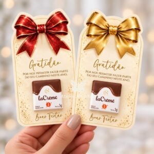 20 Cartões Lacinho para Chocolate LaCreme- Lembrancinha de Natal