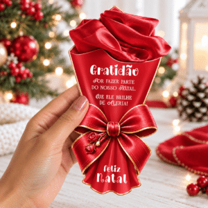 10 Buquê Vermelho para Touca de Cetim - Natal